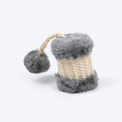 Scratch Drum Sisal Interactive Toy For Cat - Beige & Grey