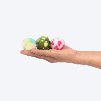 Rattle Fur Ball Interactive Toys For Cat - Multicolor - Set Of 3