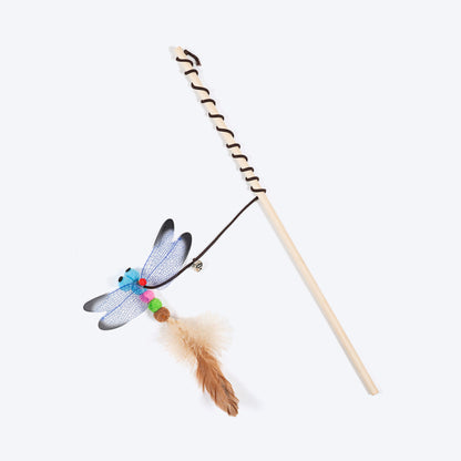 Dragonfly Wand Toy For Cat - Beige