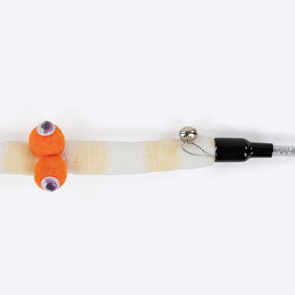 Wiggly Worm Wand Toy For Cat - Yellow & White