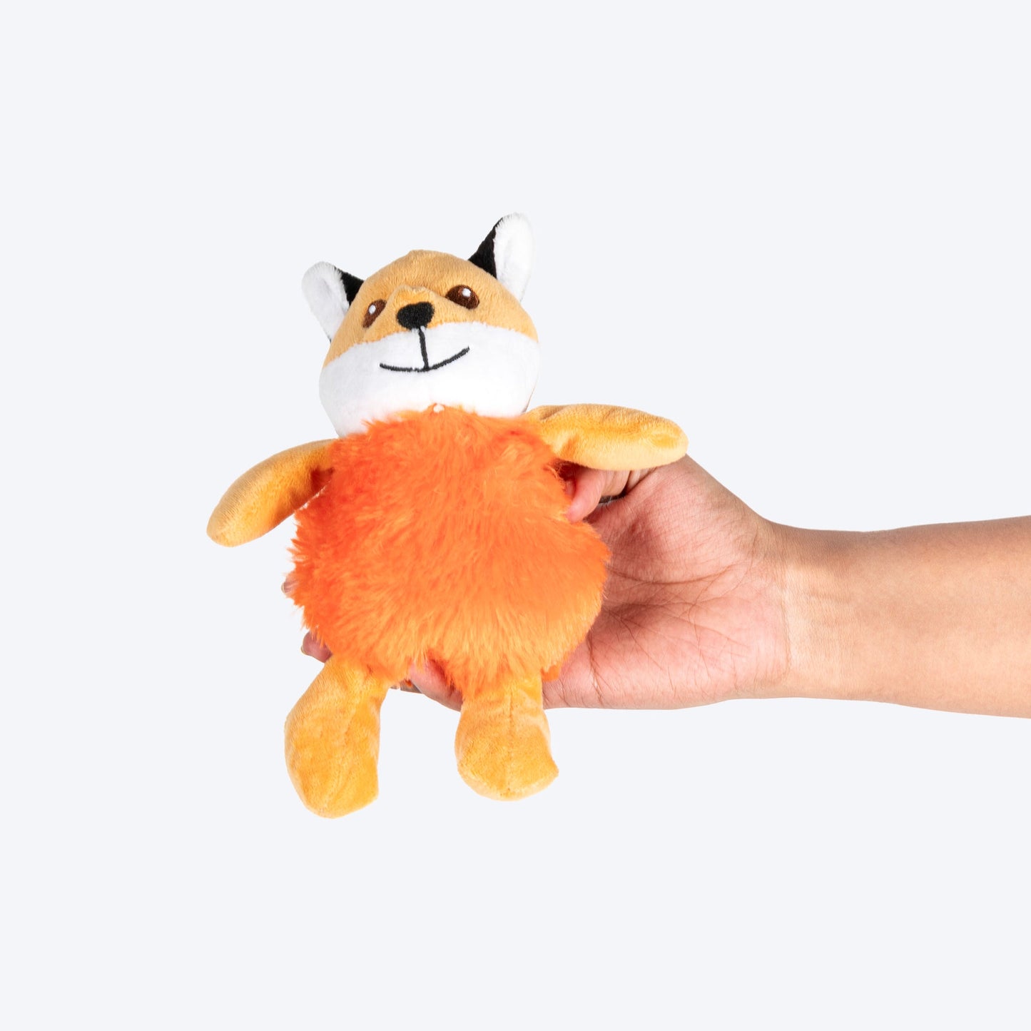 Snuggle Fox Squeaky Plush Toy For Puppies & Small Dogs - Brown