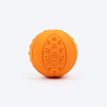 Textured Ball Squeaky Chew Toy For Dog - Orange