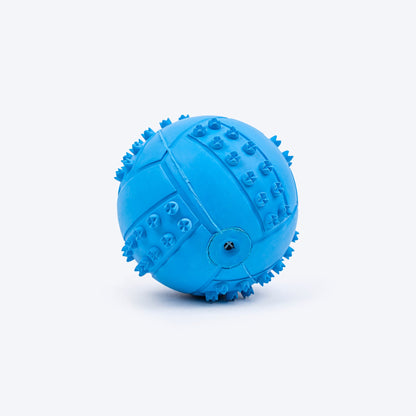 Textured Ball Squeaky Chew Toy For Dog - Blue
