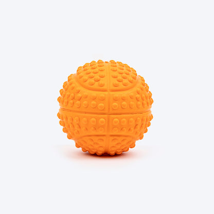 Dotted Textured Ball Squeaky Chew Toy For Dog - Orange