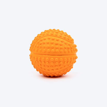 Dotted Textured Ball Squeaky Chew Toy For Dog - Orange