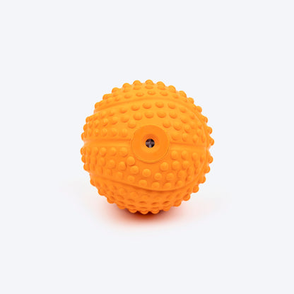 Dotted Textured Ball Squeaky Chew Toy For Dog - Orange