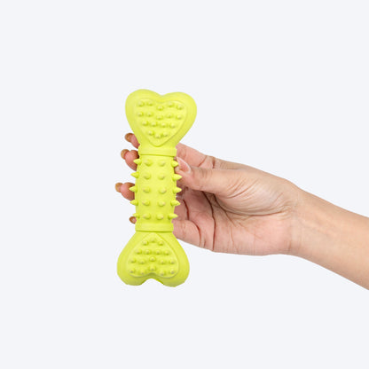 Spiky Heart Bone Squeaky Chew Toy For Dog - Green