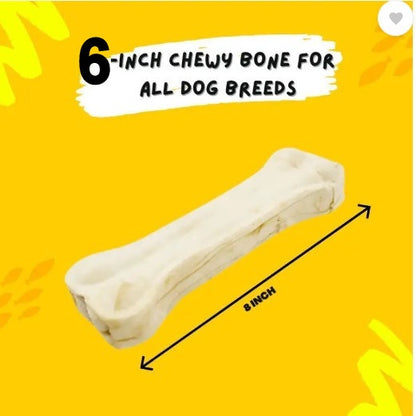 Dog Chew Bone 6 Inches (6") , Dog Treats, Delicious Bones for Small Dogs (PUPPY & ADULT)