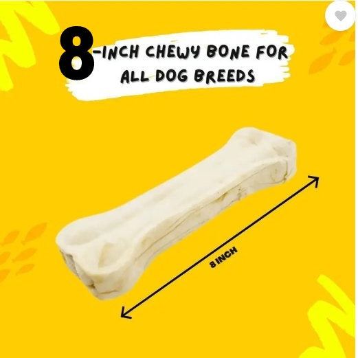 Dog Chew Bone 8 Inches (8") , Dog Treats, Delicious Bones for Small Dogs (PUPPY & ADULT)