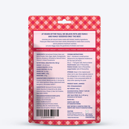 Heads Up For Tails Jammies - Chicken Filled With Mixed Fruit Jam Dog Treats - 100 g
