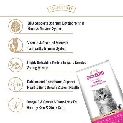 Signature Grain Zero Ocean Fish, Sardine and Mackerel Mother and Kitten Cat Dry Food