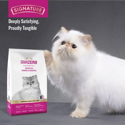 Signature Grain Zero Ocean Fish, Sardine and Mackerel Long Coat & Persian Adult Cat Dry Food