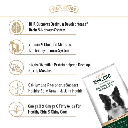 Signature Grain Zero Real Chicken, Egg and Vegetables Adult Dog Dry Food