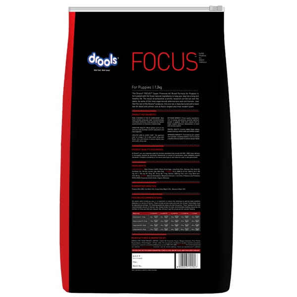 Drools Focus Super Premi puppy Dog Dry Food | Corn & Wheat Free Formula