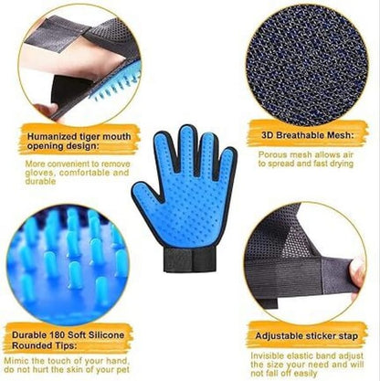 Grooming Bath Gloves for Dogs (Blue/Black)