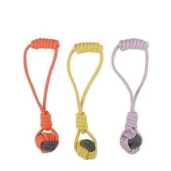 Durable Tennis Ball Cotton Rope Toy with Handle for Playing Dogs