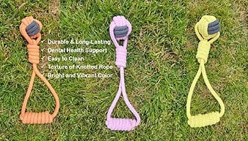 Durable Tennis Ball Cotton Rope Toy with Handle for Playing Dogs
