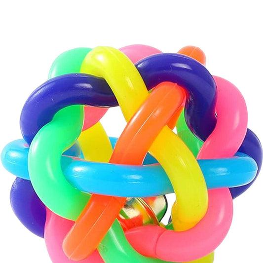 Colorful Rainbow Ball Dog Toys Rubber Puppy Chew Toy With Bell Soft Pet Toys For Puppy Small Medium Dogs