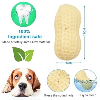 Dog Squeaky Toys, Indestructible Dog Peanut Toys, Durable Pet Teething Chew Toys for Small Medium Large Breed Dogs