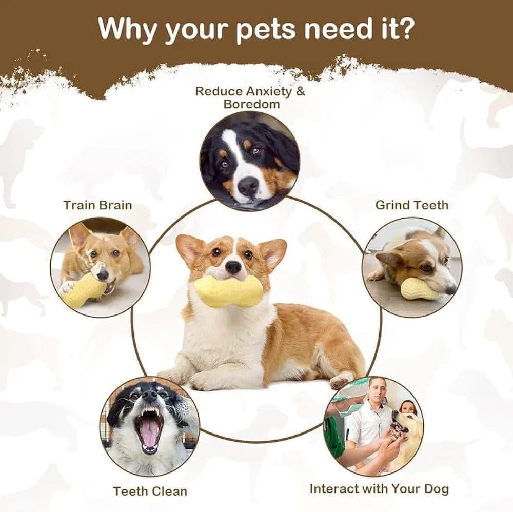 Dog Squeaky Toys, Indestructible Dog Peanut Toys, Durable Pet Teething Chew Toys for Small Medium Large Breed Dogs