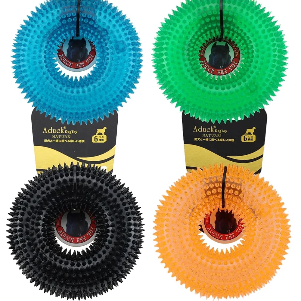 Dogs Company Rubber Dental Puppy Teething Spike Ring Chew Toy