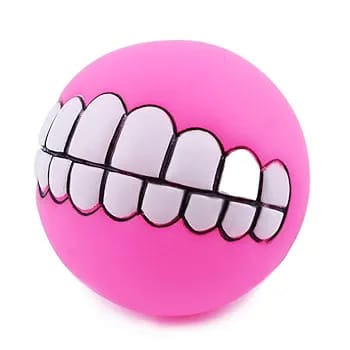 Funny Dog Teeth Ball for Dogs, Fun Pet Toy with Human Smile Design and Squeaker, Nontoxic for Puppy Small Medium Or Large Doggies Tooth Chew Toy, Squeaky Dog Ball Smiling Dog Ball