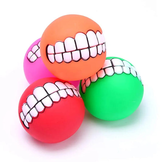 Funny Dog Teeth Ball for Dogs, Fun Pet Toy with Human Smile Design and Squeaker, Nontoxic for Puppy Small Medium Or Large Doggies Tooth Chew Toy, Squeaky Dog Ball Smiling Dog Ball