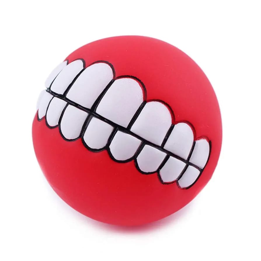 Funny Dog Teeth Ball for Dogs, Fun Pet Toy with Human Smile Design and Squeaker, Nontoxic for Puppy Small Medium Or Large Doggies Tooth Chew Toy, Squeaky Dog Ball Smiling Dog Ball