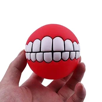 Funny Dog Teeth Ball for Dogs, Fun Pet Toy with Human Smile Design and Squeaker, Nontoxic for Puppy Small Medium Or Large Doggies Tooth Chew Toy, Squeaky Dog Ball Smiling Dog Ball