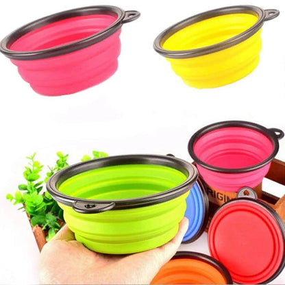 Puppies (Foldable Silicone Pet Bowl) Collapsible | Foldable Travel Water Bowl with Carabiner Clip for Traveling, Hiking, Walking, Camping I Non-Toxic & 100% Safe