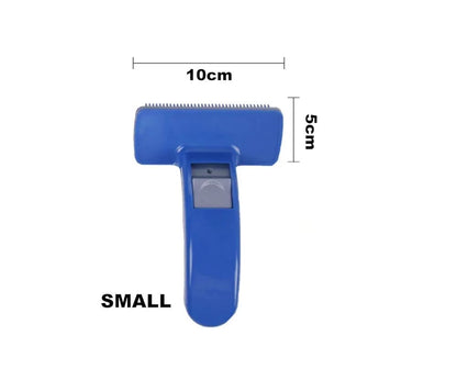 Grooming Slicker - (Blue Slicker) | Dogs, Cats, Rabbit & Goat | Long & Short Hair | Shedding Massage Brush | Rectangle Head & Curved Handle Self-Cleaning Pet Comb