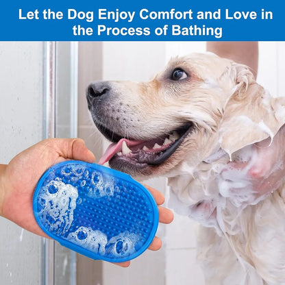 Pet Massage Rubber Bath Glove for Dogs, Cats, Rabbit, & Hamster, Grooming Shampoo Washing Soothing Bristles Hand Brush