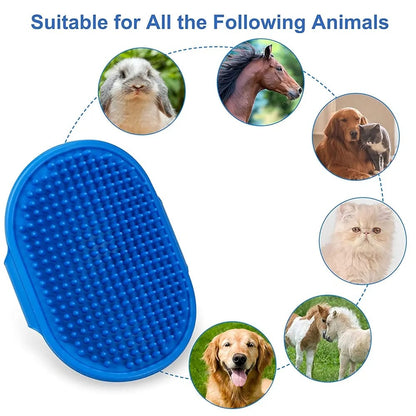 Pet Massage Rubber Bath Glove for Dogs, Cats, Rabbit, & Hamster, Grooming Shampoo Washing Soothing Bristles Hand Brush