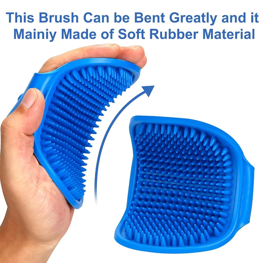 Pet Massage Rubber Bath Glove for Dogs, Cats, Rabbit, & Hamster, Grooming Shampoo Washing Soothing Bristles Hand Brush