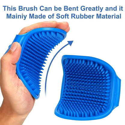 Pet Massage Rubber Bath Glove for Dogs, Cats, Rabbit, & Hamster, Grooming Shampoo Washing Soothing Bristles Hand Brush