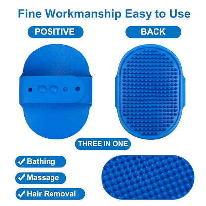 Pet Massage Rubber Bath Glove for Dogs, Cats, Rabbit, & Hamster, Grooming Shampoo Washing Soothing Bristles Hand Brush