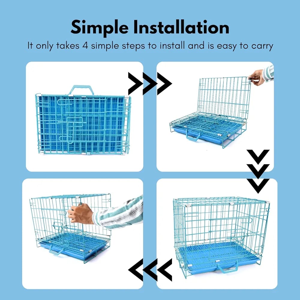 Foldable Metal Pet Crate/cage/Carrier –Secure & Spacious Cage Dogs/Cats, Removable Tray,Portable Carrier