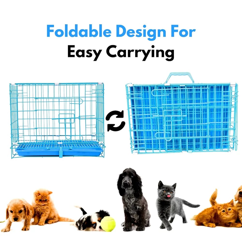 Foldable Metal Pet Crate/cage/Carrier –Secure & Spacious Cage Dogs/Cats, Removable Tray,Portable Carrier