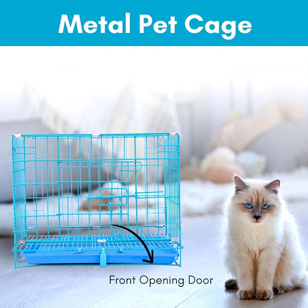 Foldable Metal Pet Crate/cage/Carrier –Secure & Spacious Cage Dogs/Cats, Removable Tray,Portable Carrier