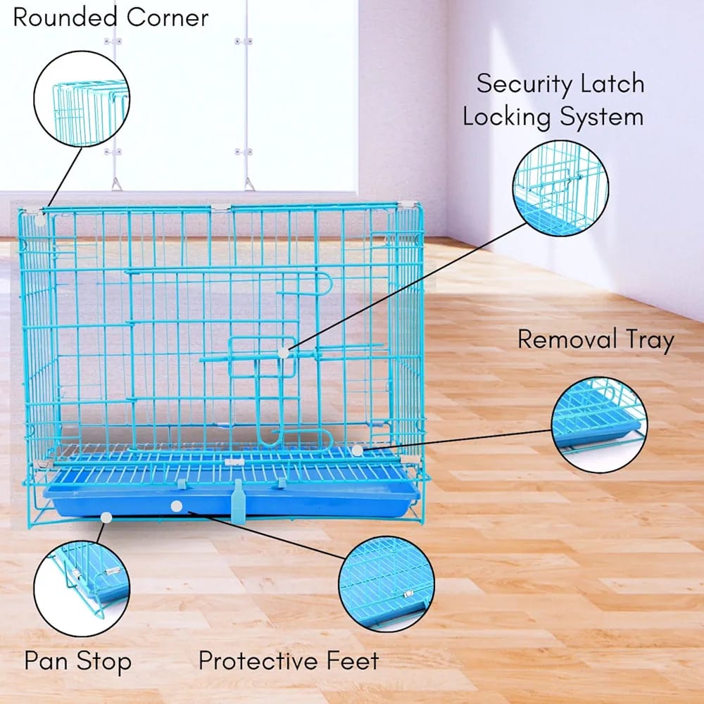 Foldable Metal Pet Crate/cage/Carrier –Secure & Spacious Cage Dogs/Cats, Removable Tray,Portable Carrier