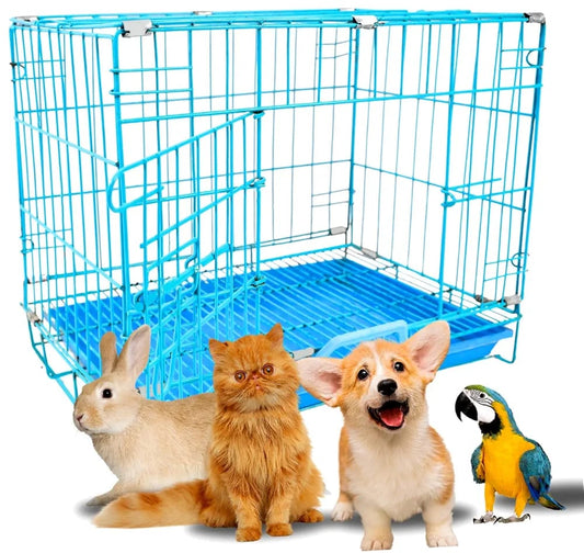 Foldable Metal Pet Crate/cage/Carrier –Secure & Spacious Cage Dogs/Cats, Removable Tray,Portable Carrier