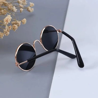 Cat Sunglasses, Classic Retro Round Metal Prince Princess Sunglasses,Photo Props Toys,Puppy Cat Teacher Bachelor Cosplay Glasses for Small Dog Cat