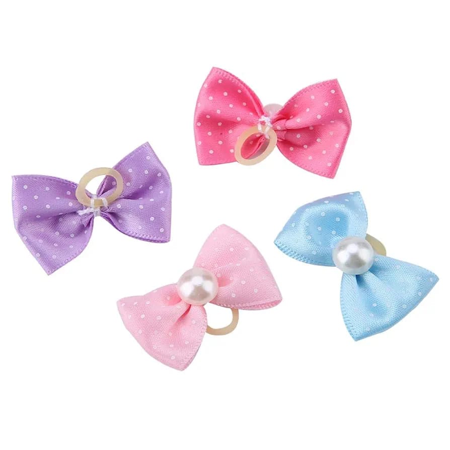Dog Bows for Hair Small Size with Elastic Puppy Dogs Girl Grooming Rubber Bands Female 10pcs