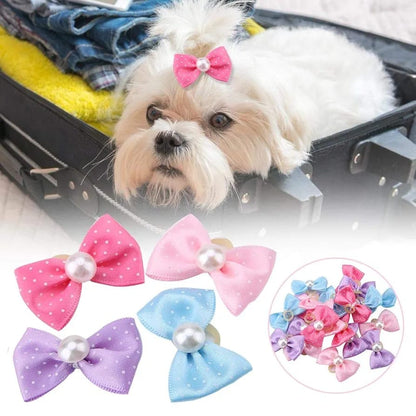 Dog Bows for Hair Small Size with Elastic Puppy Dogs Girl Grooming Rubber Bands Female 10pcs