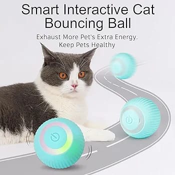 Smart LED 360° Cat Toy Ball - (42mm), Interactive Rechargeable Rotating Ball with LED Light, Cat Chasing Toy Automatic Rotating Smart Obstacle Avoiding