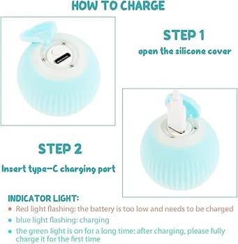 Smart LED 360° Cat Toy Ball - (42mm), Interactive Rechargeable Rotating Ball with LED Light, Cat Chasing Toy Automatic Rotating Smart Obstacle Avoiding