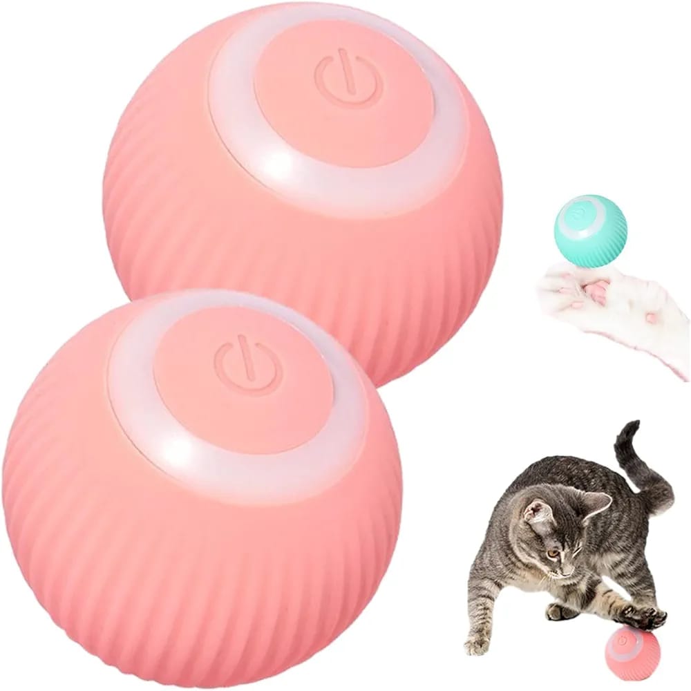 Smart LED 360° Cat Toy Ball - (42mm), Interactive Rechargeable Rotating Ball with LED Light, Cat Chasing Toy Automatic Rotating Smart Obstacle Avoiding