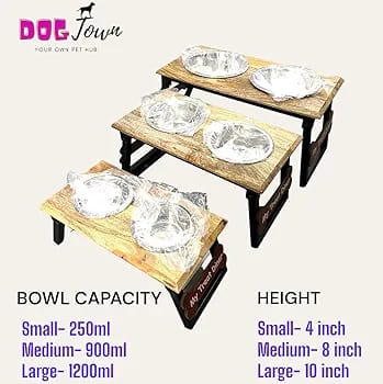 Wooden Dog Food Stand Bowl With Large Size Stainless Steel Bowl For Dogs