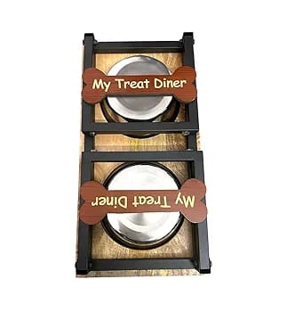 Wooden Dog Food Stand Bowl With Large Size Stainless Steel Bowl For Dogs