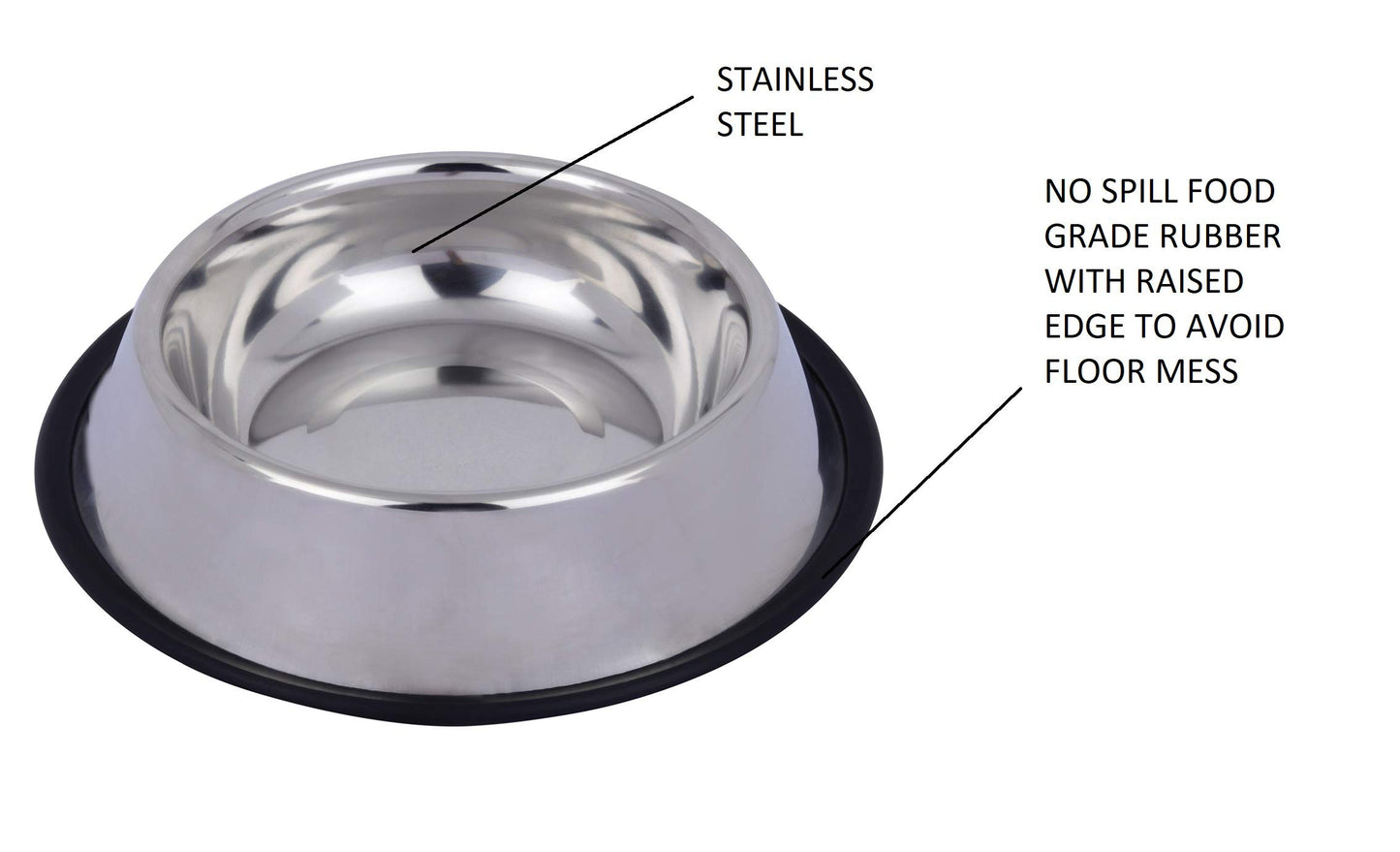 Stainless Steel Bowl for Dogs, Cats & Any Pets  | Feeding Bowl | Non-Skid Food, Non-Toxic & 100% Safe for Pets, Silver